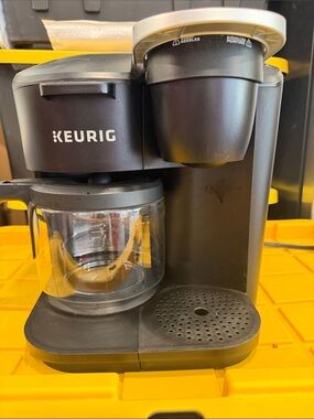 Keurig K-Duo Essentials - Single-Serve Coffee Maker + Glass Carafe in Black